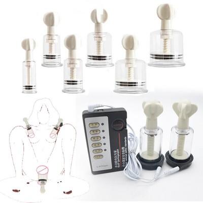 2PCS E-stim Vacuum Nipple Twist Cupping Breast Sucker Enhancer Enlarger Suction