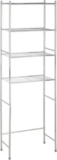 4-Tier Over-The-Toilet Storage Shelf, Neutral Chrome Finish, 24"W x 68"H x 11"D