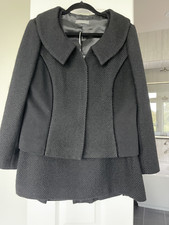 Ann Taylor Womens Black Long Sleeve Tweed 2 Piece Skirt Suit Set Size 12