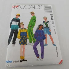 McCalls 8973 Easy Sewing Pattern Polar Gear Kids Pullover Top Pants Shorts L-XL