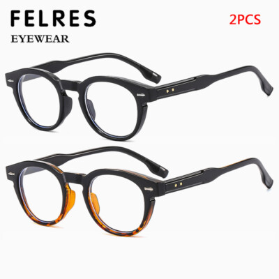 Pairs Oval Anti Blue Light Reading Glasses Retro Men Women