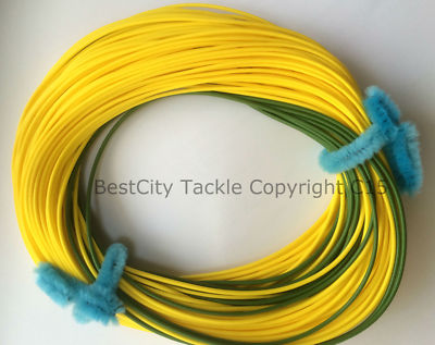 BestCity Ligne De Pêche à Mouche Flottante WF7/8 – 30,5 M, Jaune Fluo, Super Lisse, Avec 2 Boucles Soudées