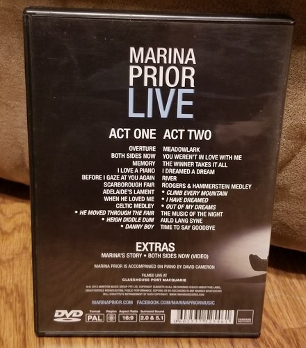 MARINA PRIOR LIVE DVD WITH EXTRAS MARIA'S STORY ALSO ON PIANO DAVID CAMERON - Picture 2 of 3