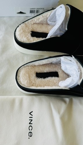 Vince. Garvey Black Suede Shearling Lined Slip On Shoes Style #G6709L2003 NIB 6M - Picture 7 of 9