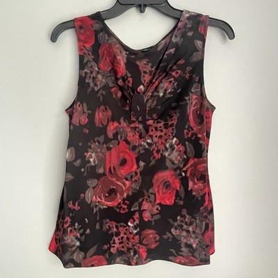 Talbots 100% Silk Top Women's Size 8 Sleeveless Career Floral Preppy Colorful