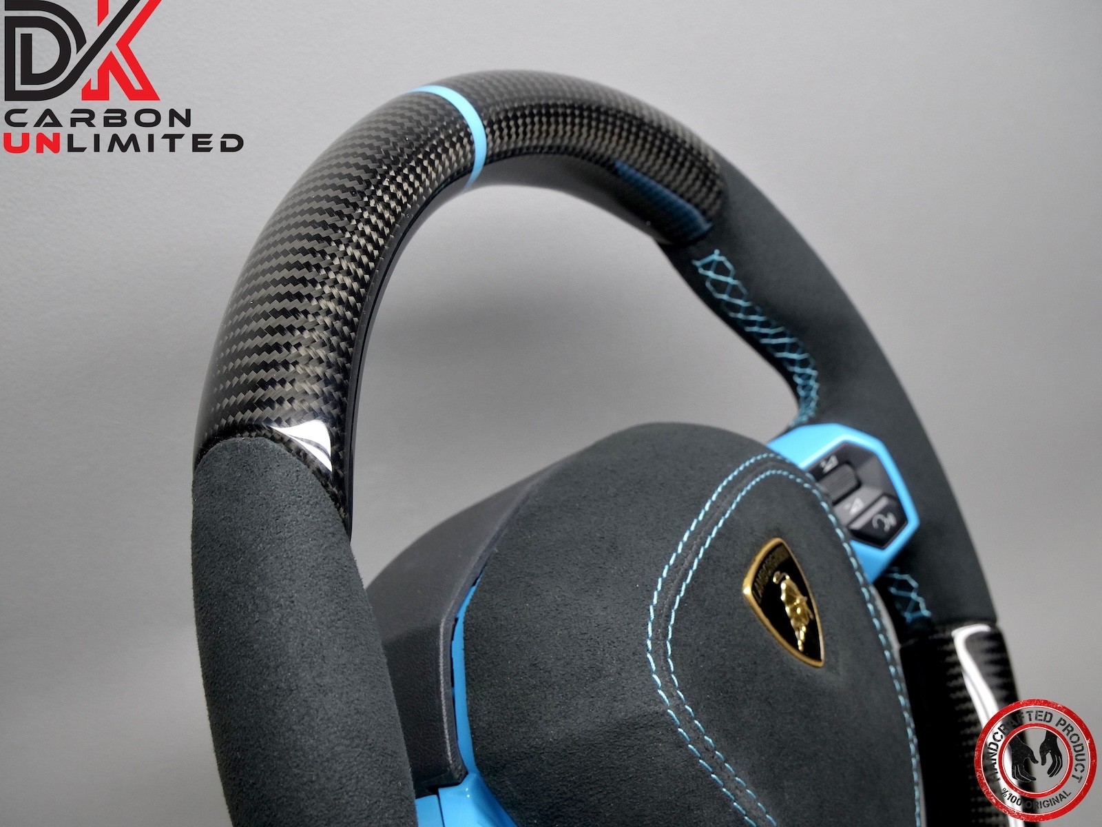 Lamborghini Aventador SVJ 63 LP700 Miami Blue Alcantara Carbon Steering Wheel v4