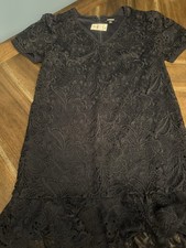 NWT Express Black Floral Lace V Neck Short Sleeve Mini Dress