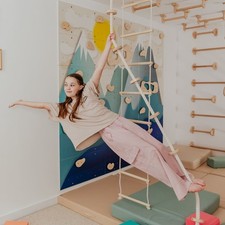 Kids Climbing Ropes Set Ceiling Mounted Swing Rings Ladder Indoor Play Gym