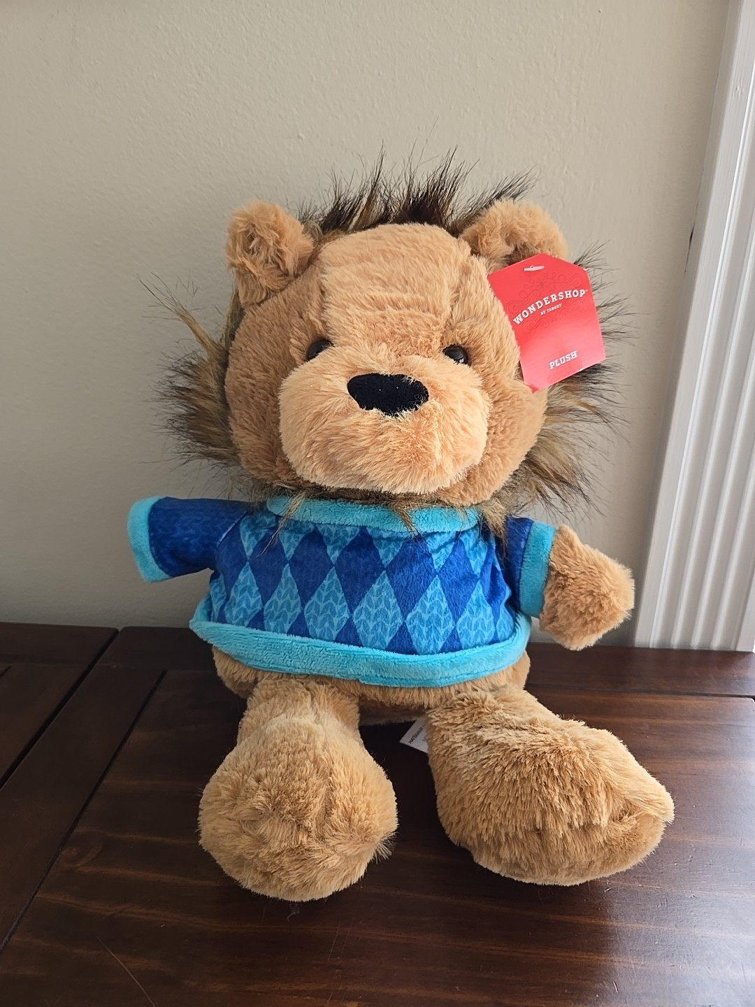 New Animal Adventure Lion Plush Stuffed Animal Toy Lovey Blue Shirt  SOFT 12