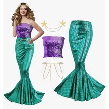 NWOT Newcotte 4 Piece Mermaid Costume Halloween Cosplay Womens Size L