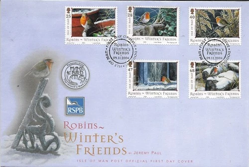2004 ISLE OF MAN BIRDS ROBIN ON SUPERB FDC