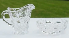 Vintage Glass Individual Serving Size 2pc Lot Crystal Creamer & Sugar Bowl Set