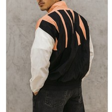 Nike Windbreaker Jacket Mens Black Peach Colorblock Retro Logo Streetwear Sz M