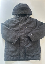 Old Navy Boys Sz XS 5 Black Paint Splatter Hooded Fleeced Lined Play Jacket