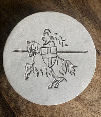 McCarter Coasters Medieval Knight Bisque Clay Coasters w/ Cork bottom, 4pc 