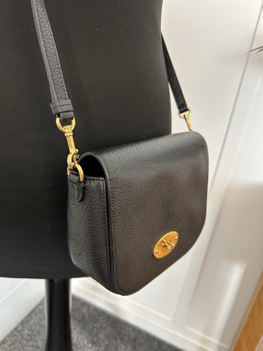 Mulberry Small Darley Satchel Black Grained Leather Crossbody Bag Gold Hardware - Picture 4 of 14