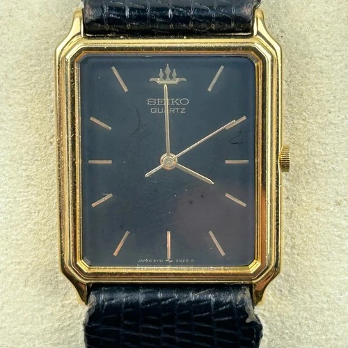 Vintage 1997 SEIKO 5Y31-5A30 Gold Dial Tank Quartz Men's Watch From JAPAN CLOUDY
