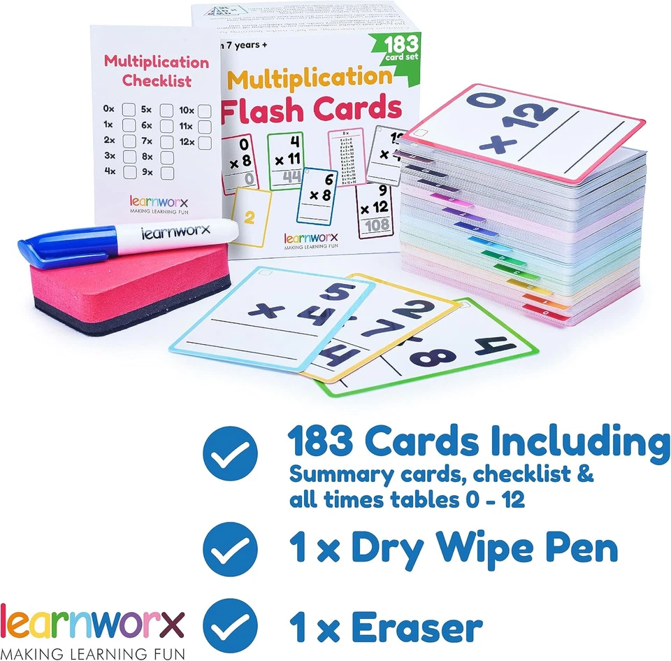 Multiplication Flash Cards 3Rd Grade | 183 Math Flash Cards & Times Table Chart, - Image 4 of 4