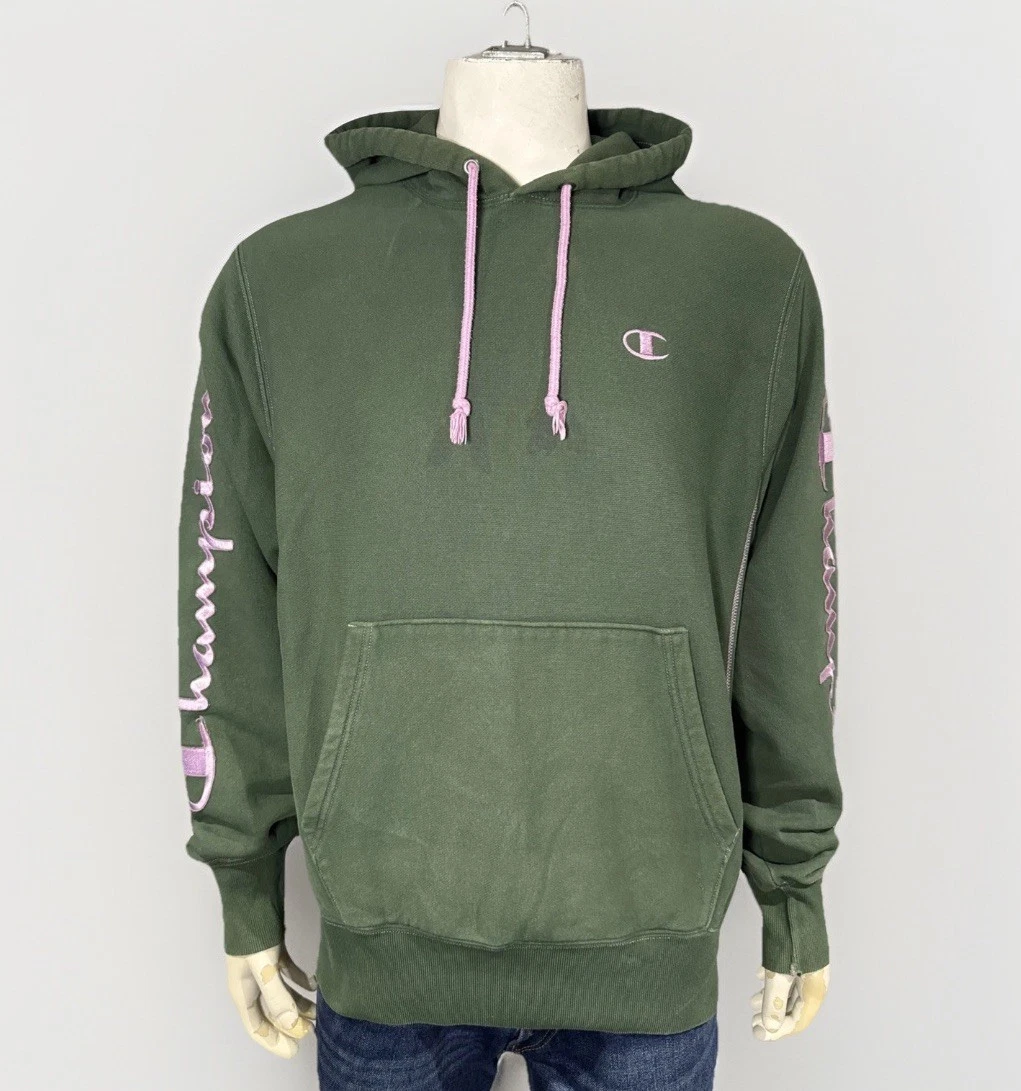 Champion Reverse Weave Hoodie Green Mens Size Uk Medium
