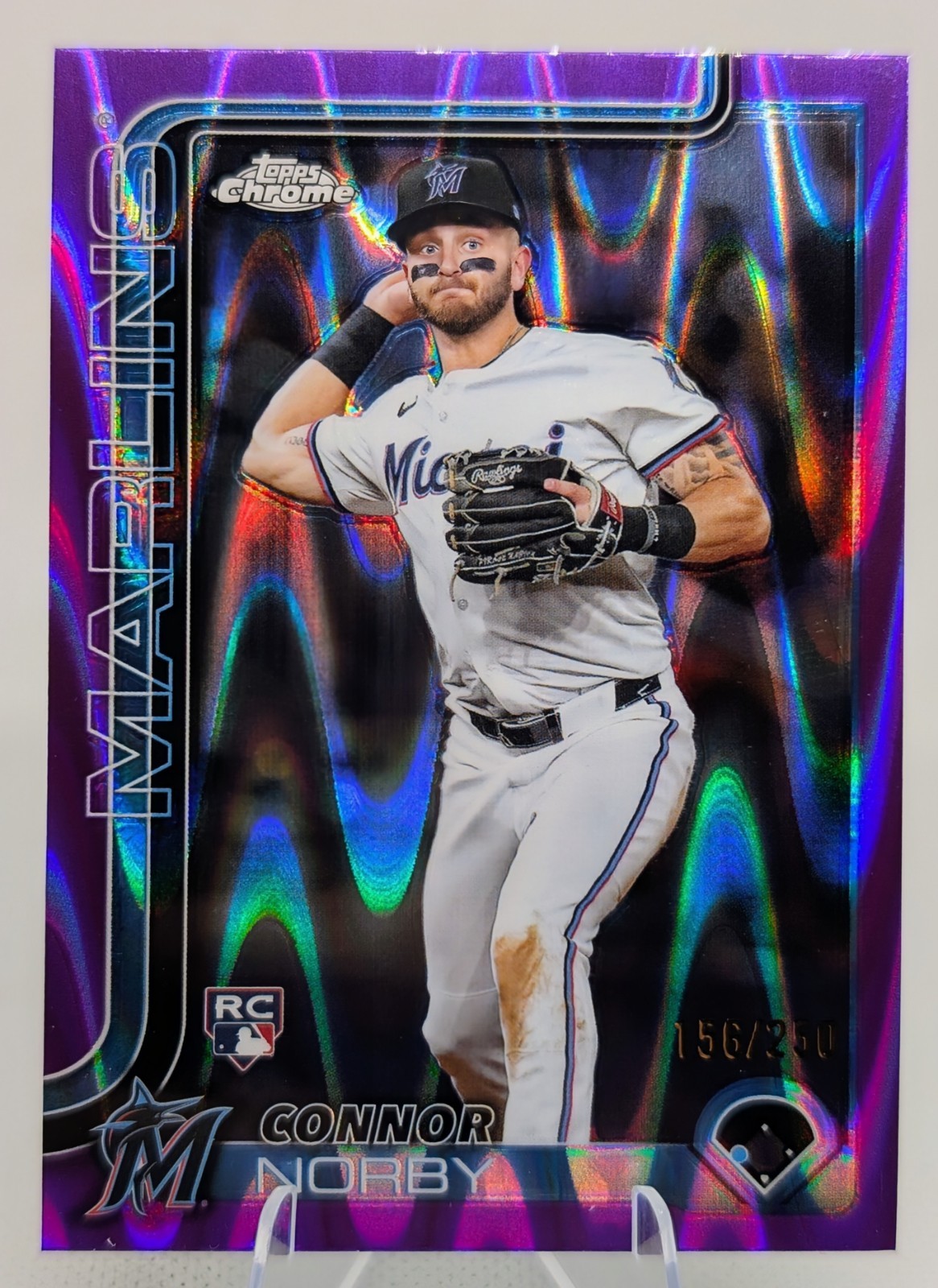 2025 Topps Chrome Purple RayWave Refractor #199 Connor Norby RC /250