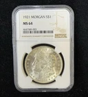 1921 Morgan Silver Dollar S$1 NGC MS64 PLEASE SEE PICTURES AND DESCRIPTION