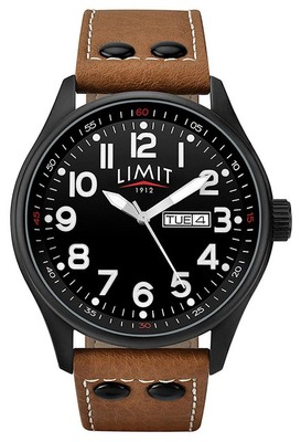 Montre Bracelet Limit Homme Pilote - Cadran Noir 40mm - Résistante à L'eau 30m - Neuve