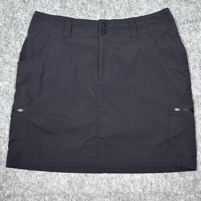 LL Bean Skirt Womens 8 Reg 95% Nylon Black Hiking Zip Pocket Mini Compression