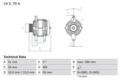 Lichtmaschine Generator Lima BOSCH 0 986 038 600 +69.14  Pfand für VECTRA CORSA