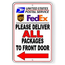 Deliveries To Front Door Arrow Left Metal Sign Or Decal 6 SIZES deliver SI035