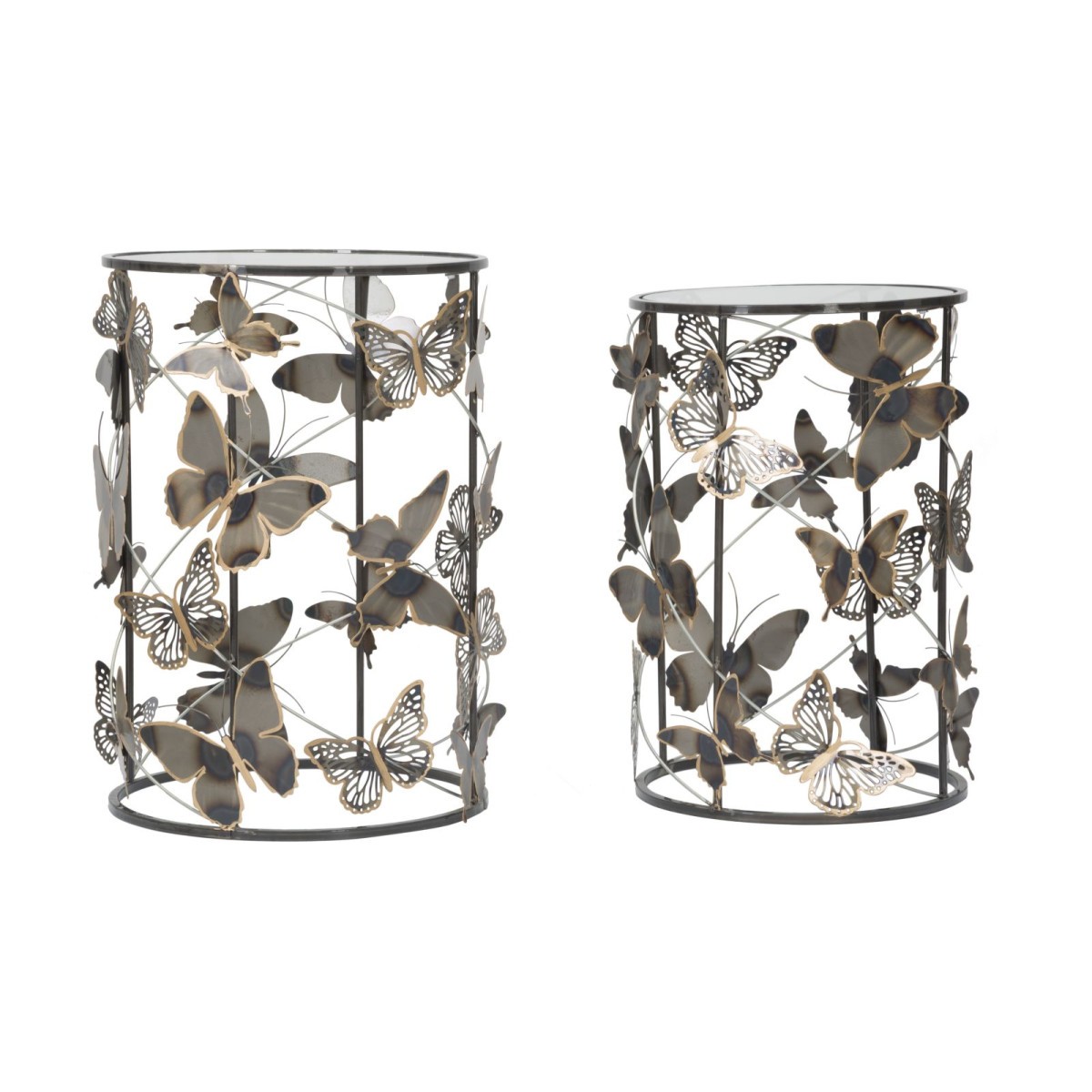 Tables d'appoint Butterfly 55cm lot de 2 tables gigognes en métal multicolore