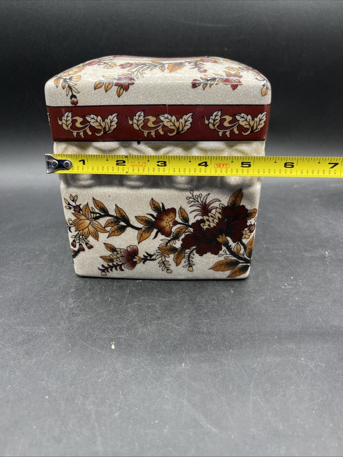 Vtg Bombay Co Square Tissue Box Cover Traditional Asian Floral Classic Design