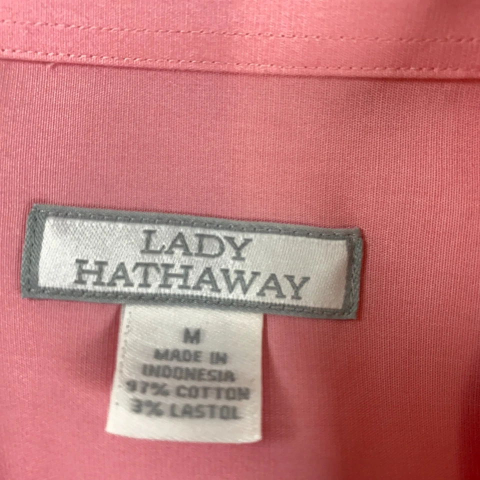 Blusa Dama Hathaway Mujer Talla M Rosa Abotonada Manga 3/4 Cuello Elastizado Nueva Sin Etiquetas Foto 3 de 4