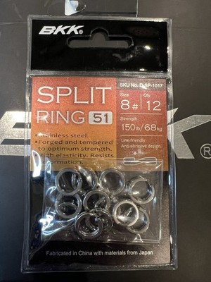 Lot of 5 BKK FISHING SPLIT RING-51 Size 8 (5 Packs)(60 Split Rings Total) NEW