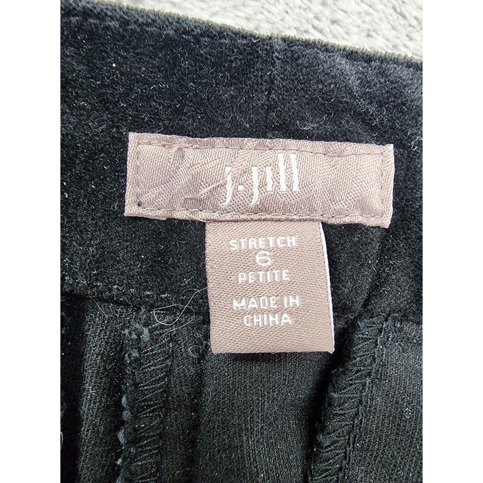 Pantalones de terciopelo elástico J. Jill tiro medio pierna recta talla 6P negros oficina Foto 3 de 4