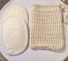 Natural Sisal Soap Saver Bag 2 Exfoliating Scrub Pads Bath Body Set New