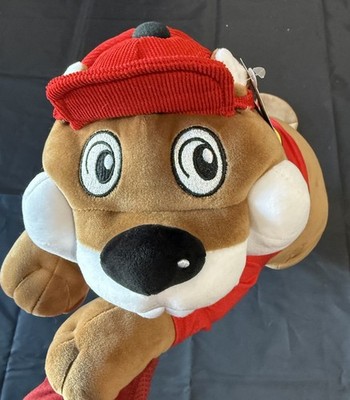 18  Bucees Plush Beaver Toy Laying Red Shirt Hat Buc-ee s Plush 2024 NWT