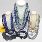 VINTAGE TO NOW COSTUME CRAFT JEWELRY BEADED NECKLACE LOT, ASSORTED MATERIALS