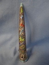 Antique Pierced Silver and Enamel Chinese Fingernail Guard Qing Dynasty 10cm