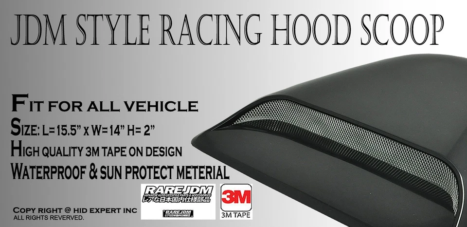 JDM Universal Car Decorative Air Flow Intake Hood Scoop Vent Bonnet Cover C67 - Image 2 of 4