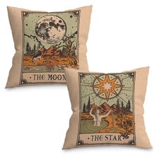 UINHMOP Tarot The Moon Star 18x18in Set of 2 18" x (Pack 2), White 
