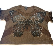 Multi-Media Butterfly Short Sleeve Metallic D...