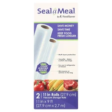 Seal-a-Meal Vacuum Seal Bags, 2-Rolls 11"x9' (18Ft) Custom Length Meal Prep