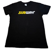 Subway Staff Uniform T-shirt Men's Large Black NWT