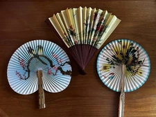 3 Oriental Paper Folding Fans