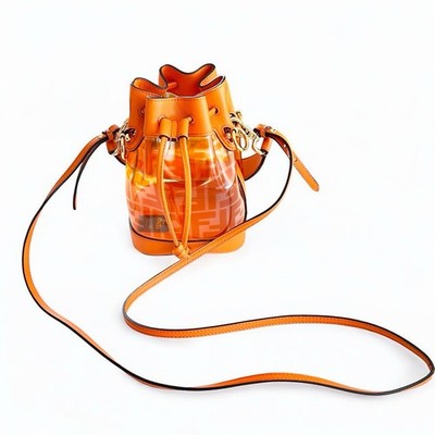 FENDI Mon Tresor Zucca Orange Pvc Vinyl Bucket Bag Drawstring Bag