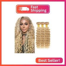 P27/613 Honey Blonde Bundles Human Hair Deep Wave Bundles 12 14 16 Inch Human Ha