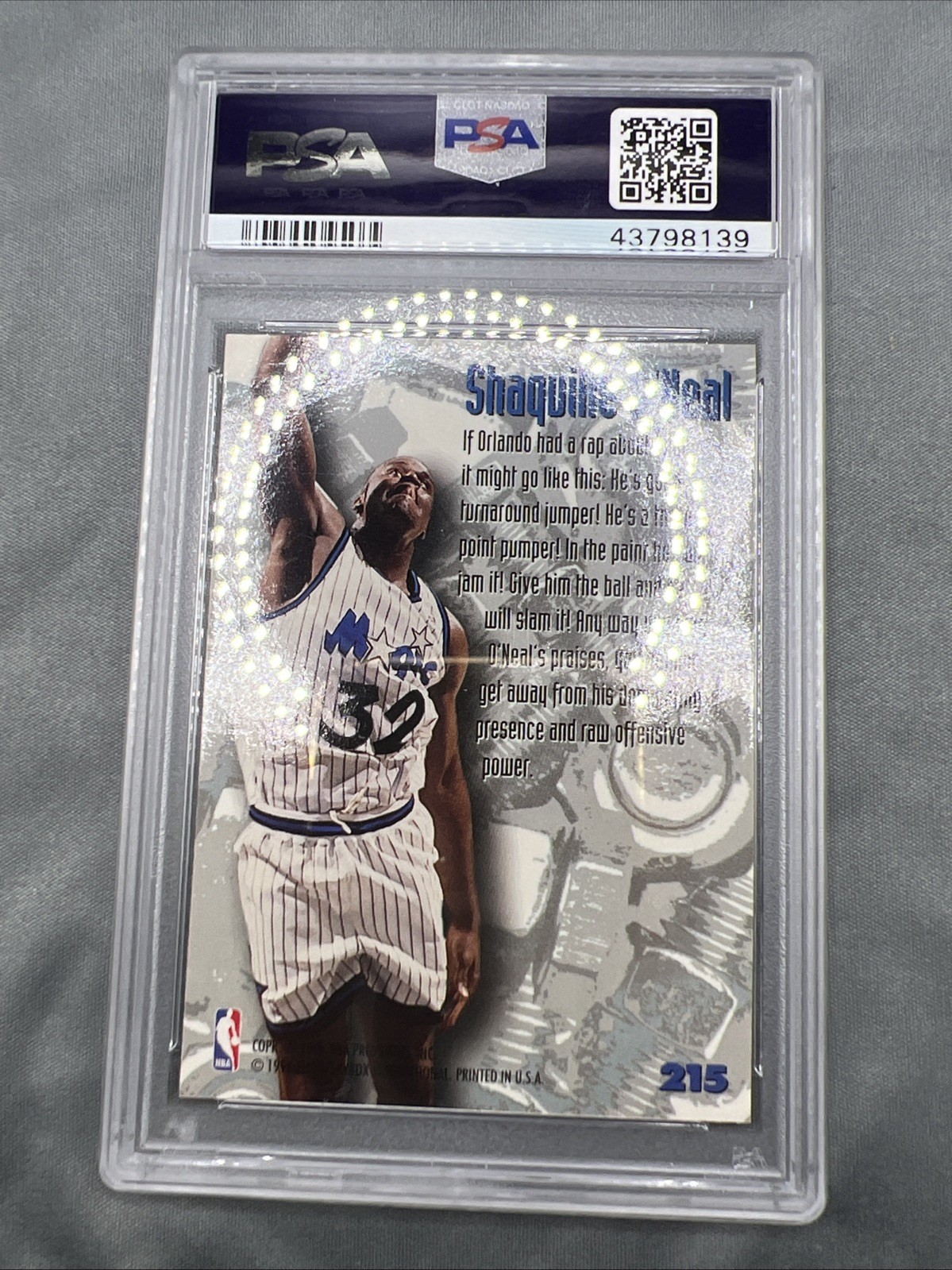 1995-96 Fleer Metal Shaquille O'Neal #215 PSA 9 Orlando Magic HOF MINT view 6