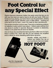 Electro-Harmonix Hotfoot Pedal Control Vintage Print Advertisement