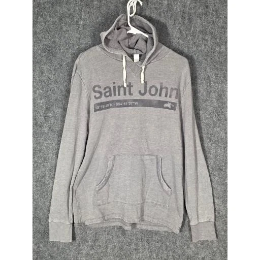 Saint John Hoodie Sweatshirt Alternative Mens Sz M Gray Coordinates Graphic
