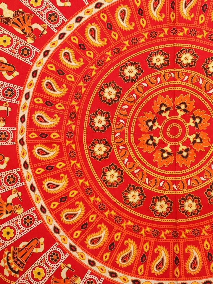 Mandala Print Cotton Double Bedsheet with 2 Pillow Covers-(Mandala-Doll-R) - Image 2 of 3